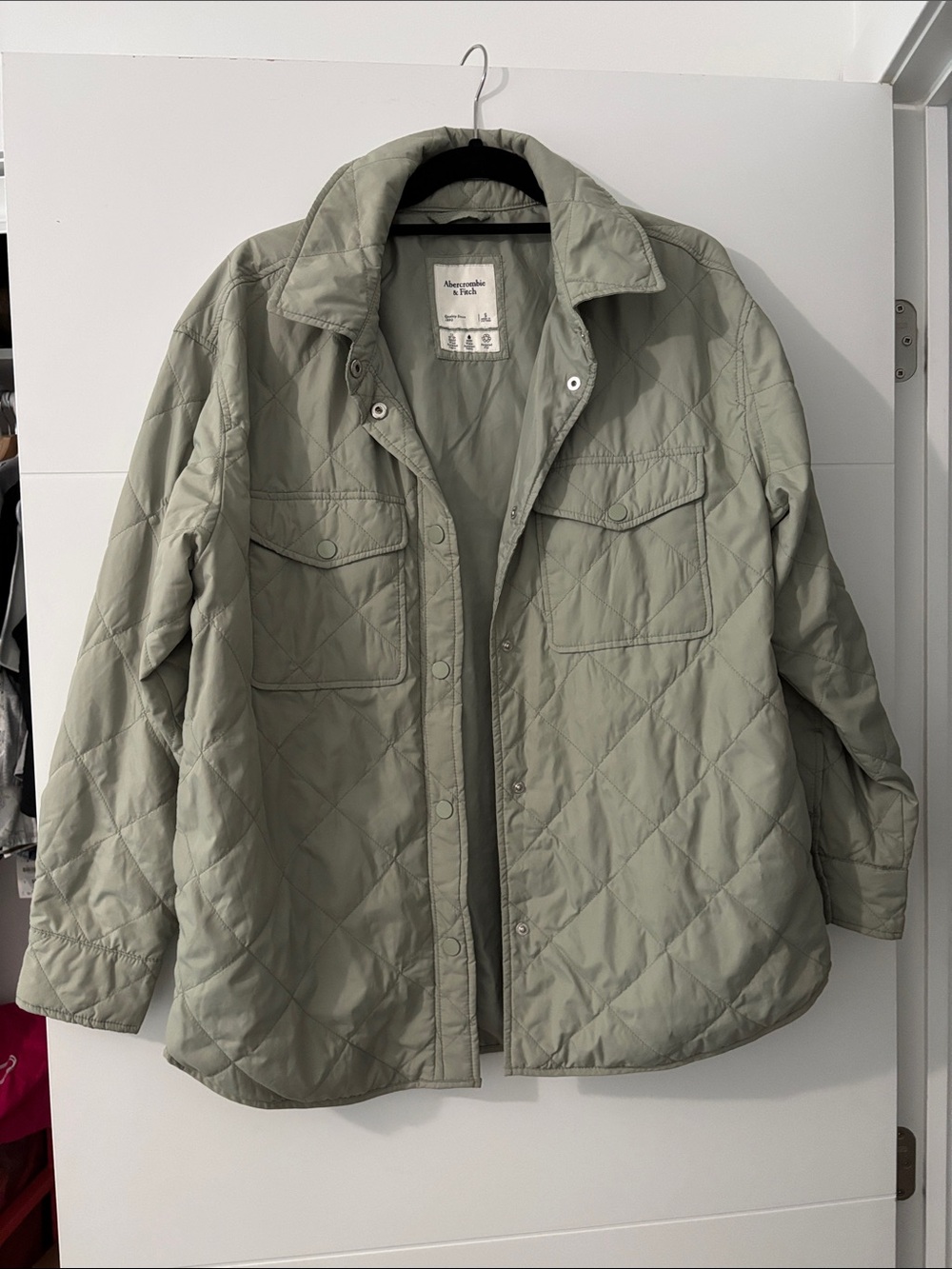 Abercrombie & Fitch Quilted Utility Jacket in Sage Green